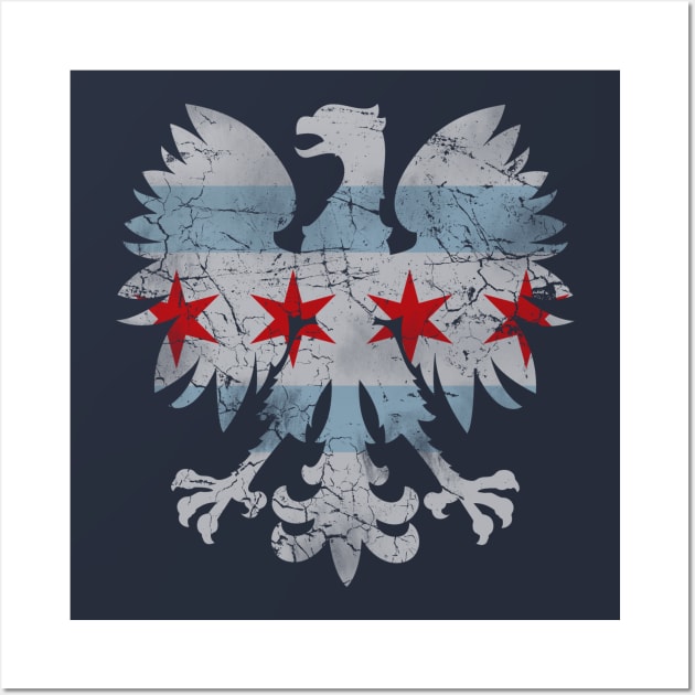 Vintage Chicago Flag Polish Eagle Heritage Wall Art by E